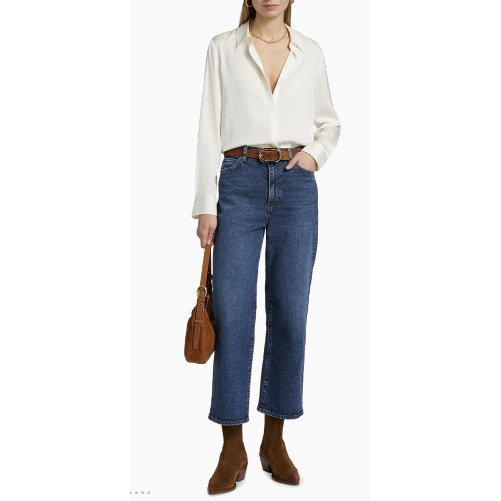 FRAME The Wide Straight Leg Jeans Blue Denim Ankle Length Sz 24 NWT $268 - Picture 13 of 16